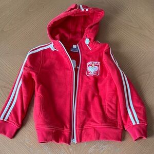 Polska Kids Red Hoodie with White Stripes